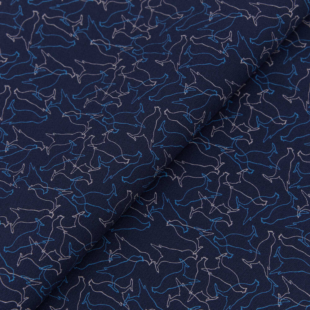 Printed Fabric - 8N/Crested Myna No.2/Midnight Blue