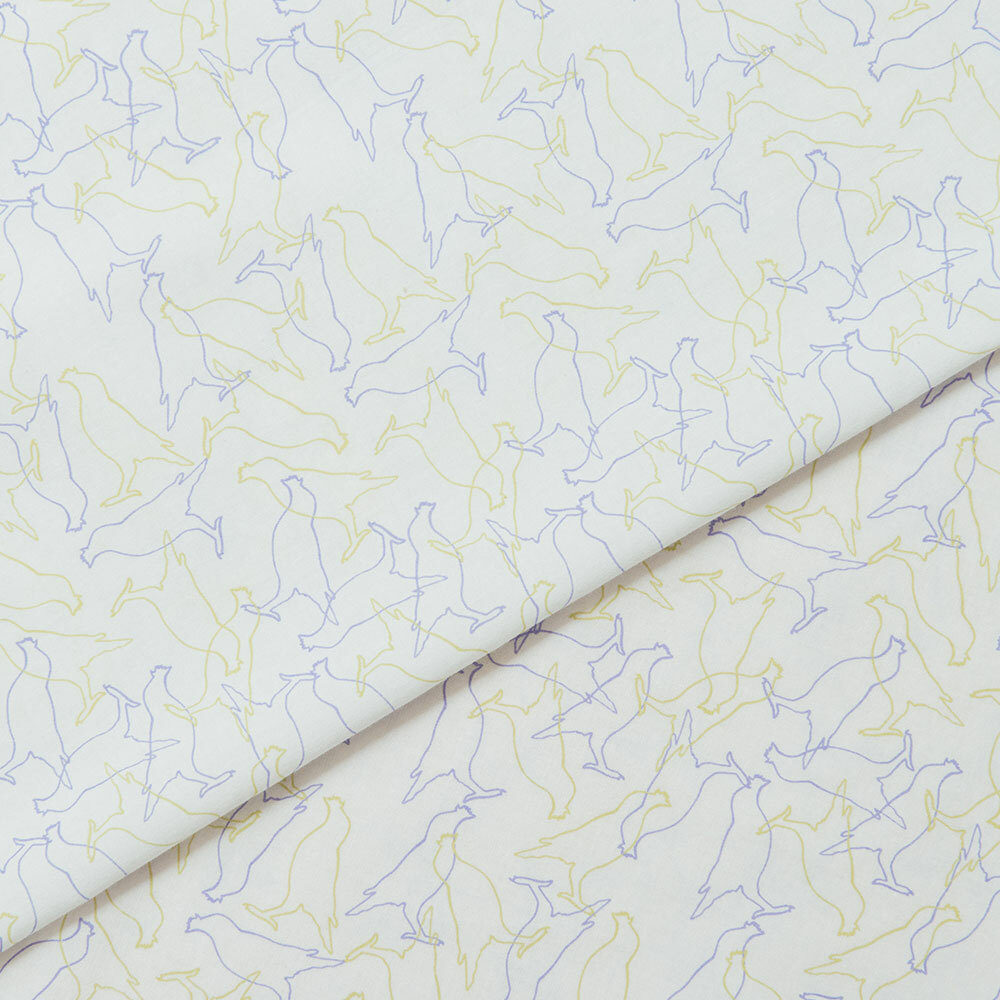 寬幅平織印花棉布/台灣八哥/清新紫綠