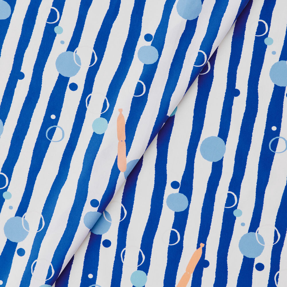 寬幅平織印花棉布(數位)/碎冰泡泡/清涼藍白