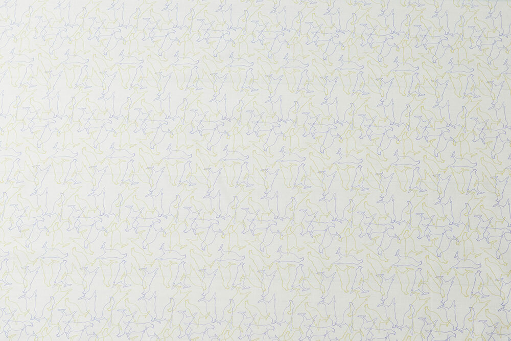 寬幅平織印花棉布/台灣八哥/清新紫綠