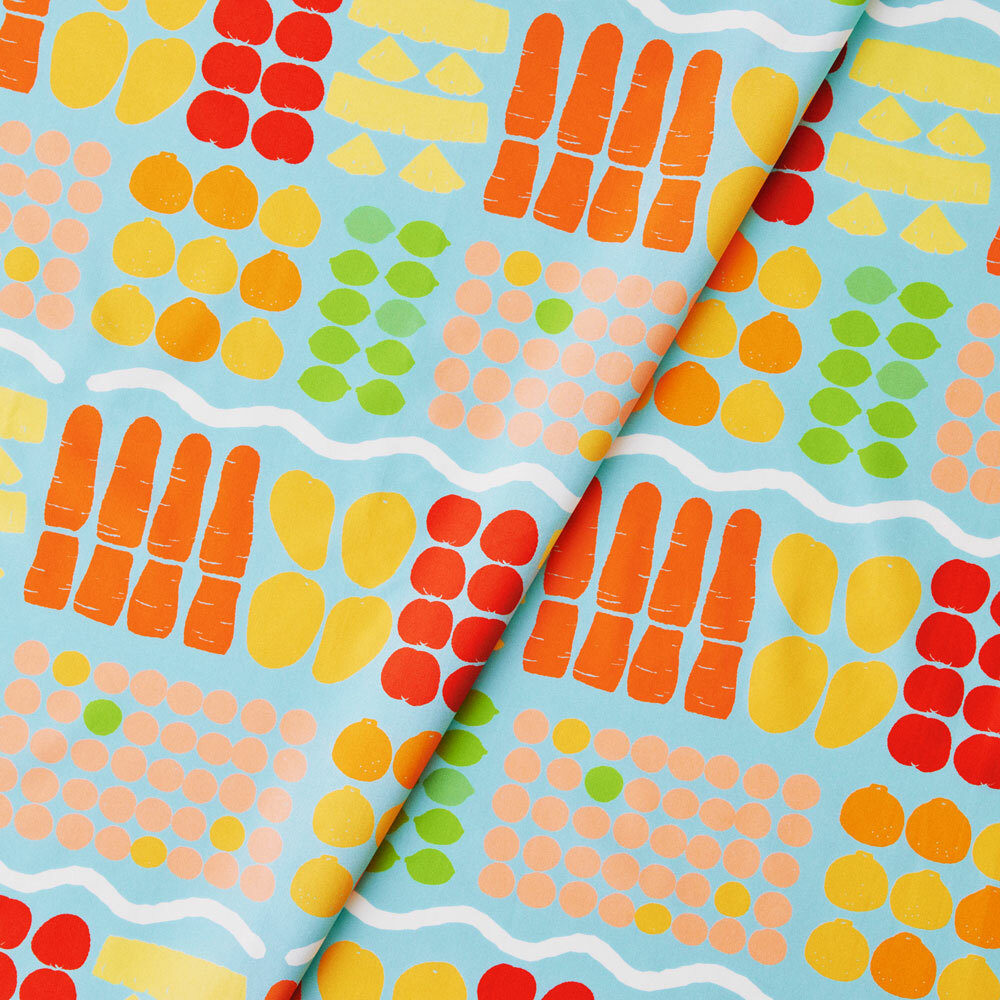 寬幅平織印花棉布(數位)/老派冰果室/冰藍色