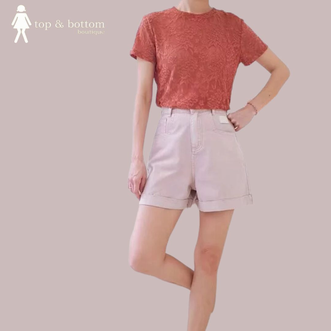 SOLID HIGH WAISTED DENIM SHORTS