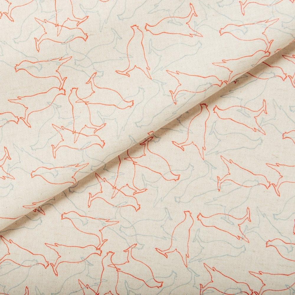 寬幅棉麻布/台灣八哥/原色紅綠