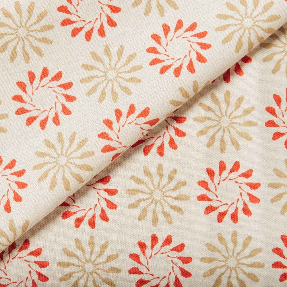 寬幅棉麻布/烏秋圈圈/紅灰褐