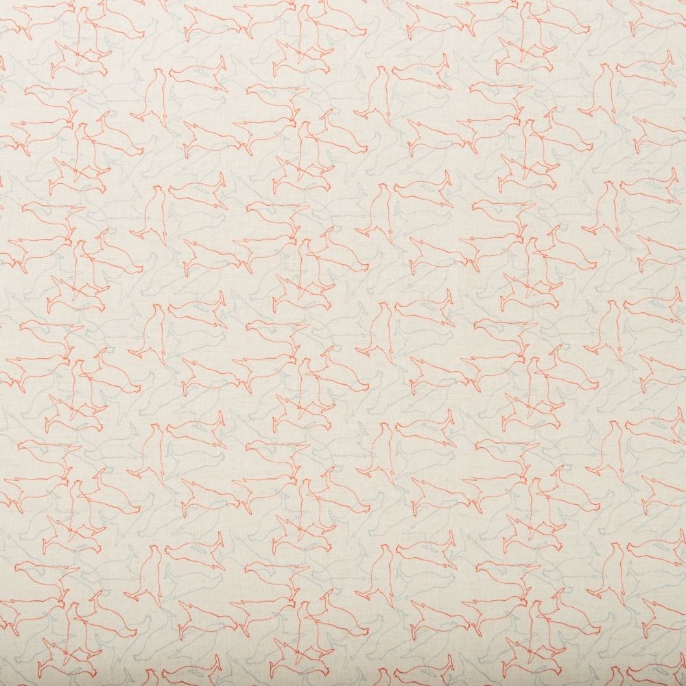 寬幅棉麻布/台灣八哥/原色紅綠