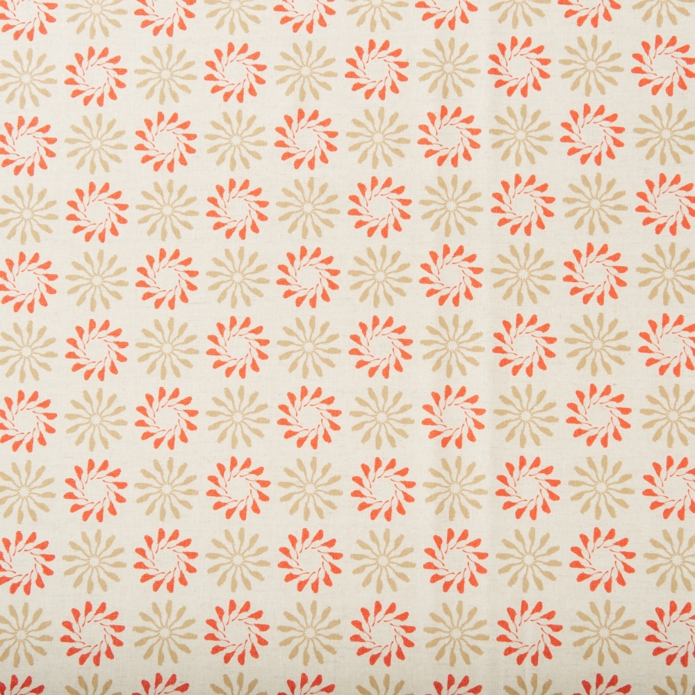 寬幅棉麻布/烏秋圈圈/紅灰褐