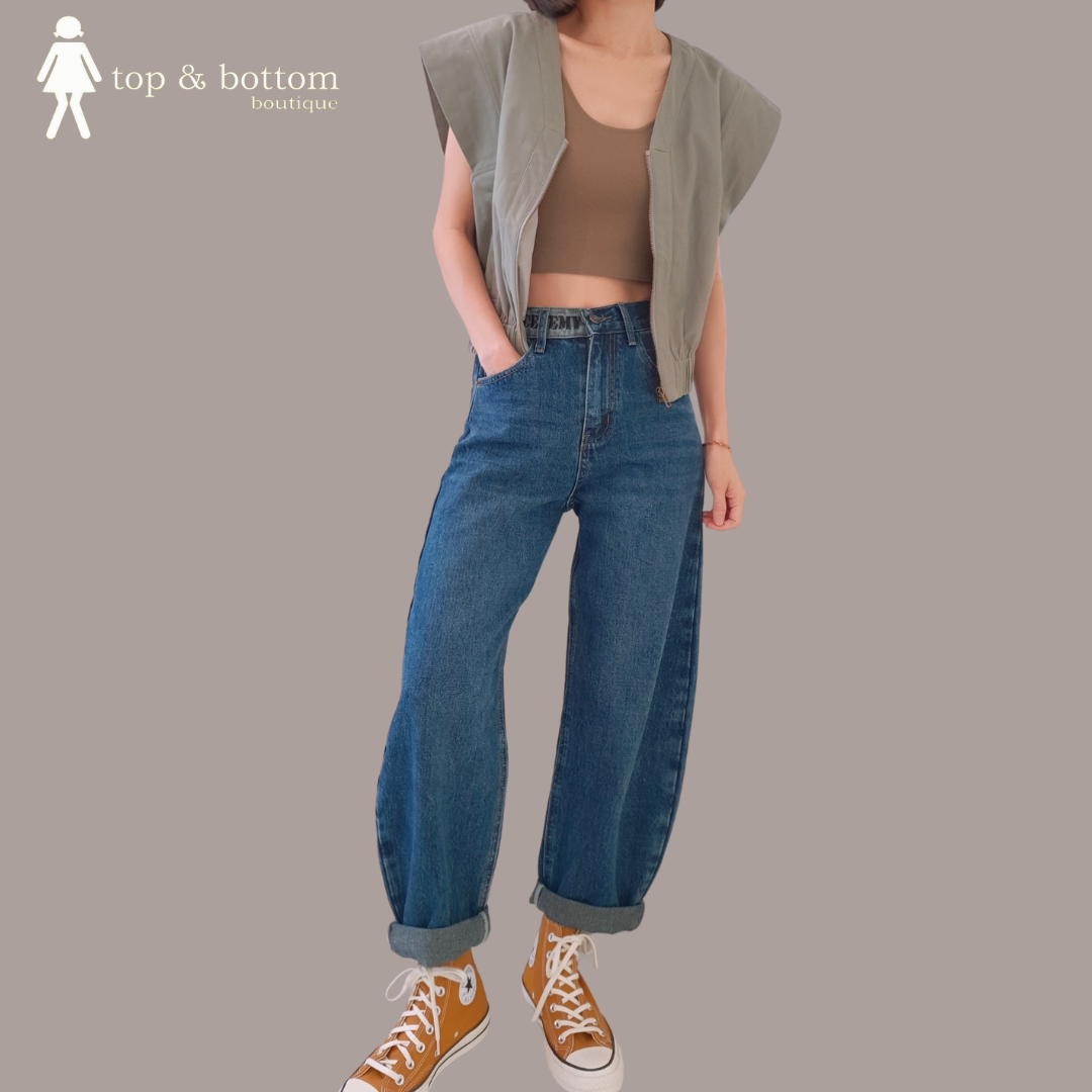 EMBROIDERY WORDING LONG JEANS