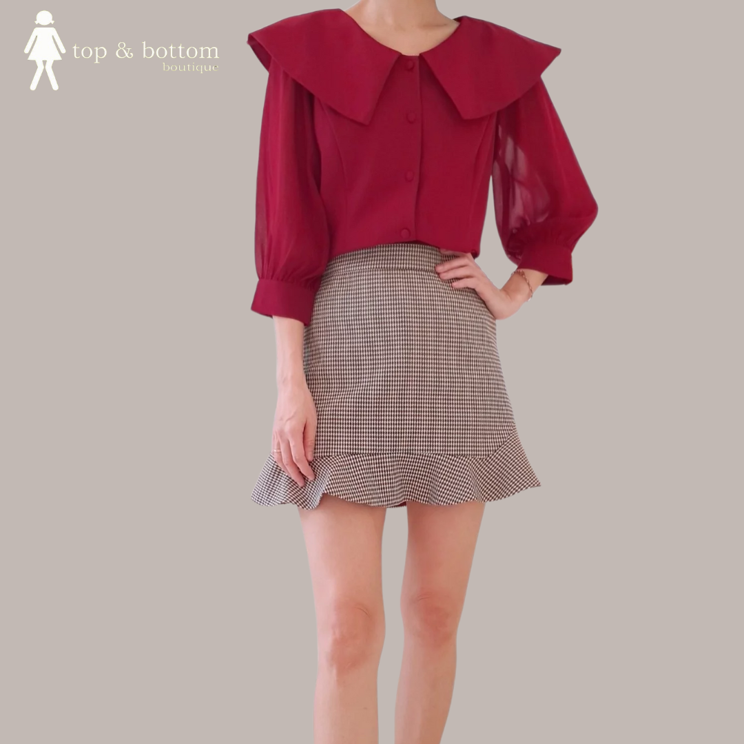 HOUNDSTOOTH MERMAID SHORT SKIRT