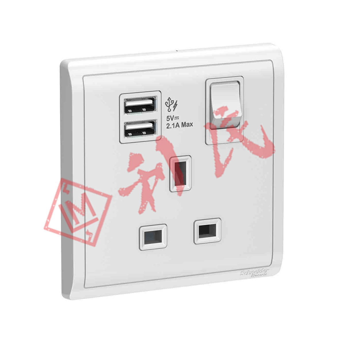 施耐德 PIENO豐尚 13A單蘇有開關連USB 2.1A  (白/薰衣草銀/沉醉金/寫意黑)