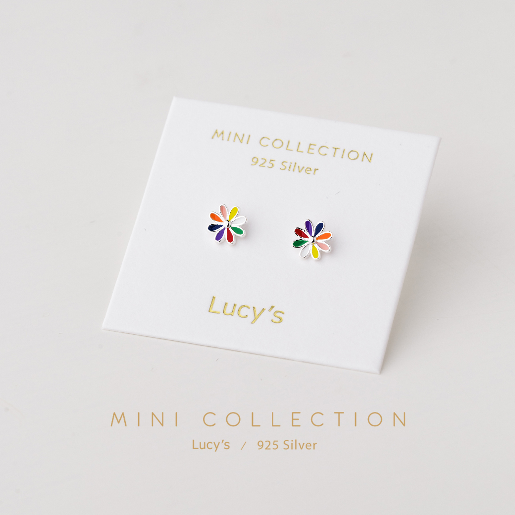 *925純銀〔輕銀系列〕彩虹花 耳環 (106413)
