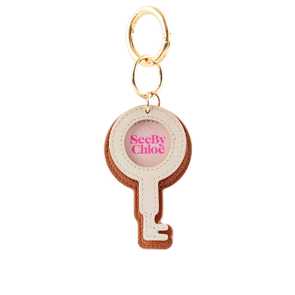 【SEE BY CHLOE】鑰匙造型牛皮吊飾/鑰匙圈(焦糖/白色)