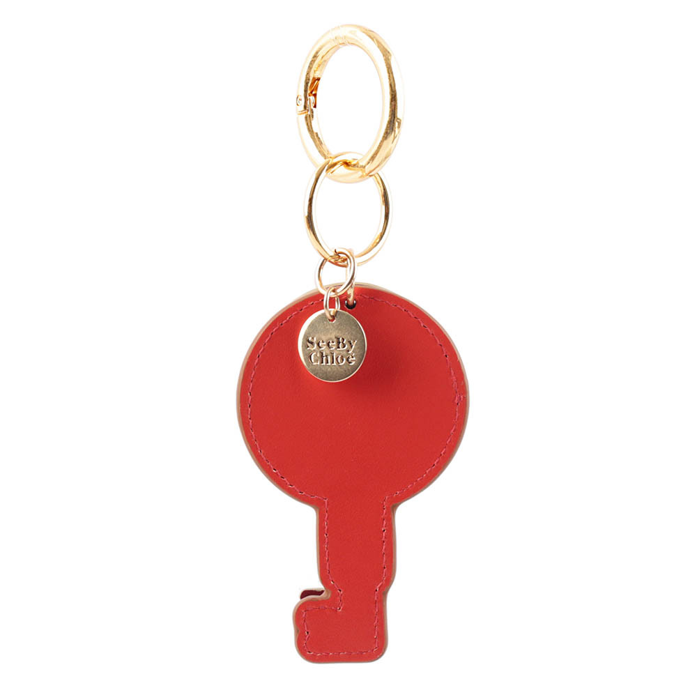 【SEE BY CHLOE】鑰匙造型牛皮吊飾/鑰匙圈(焦糖/白色)