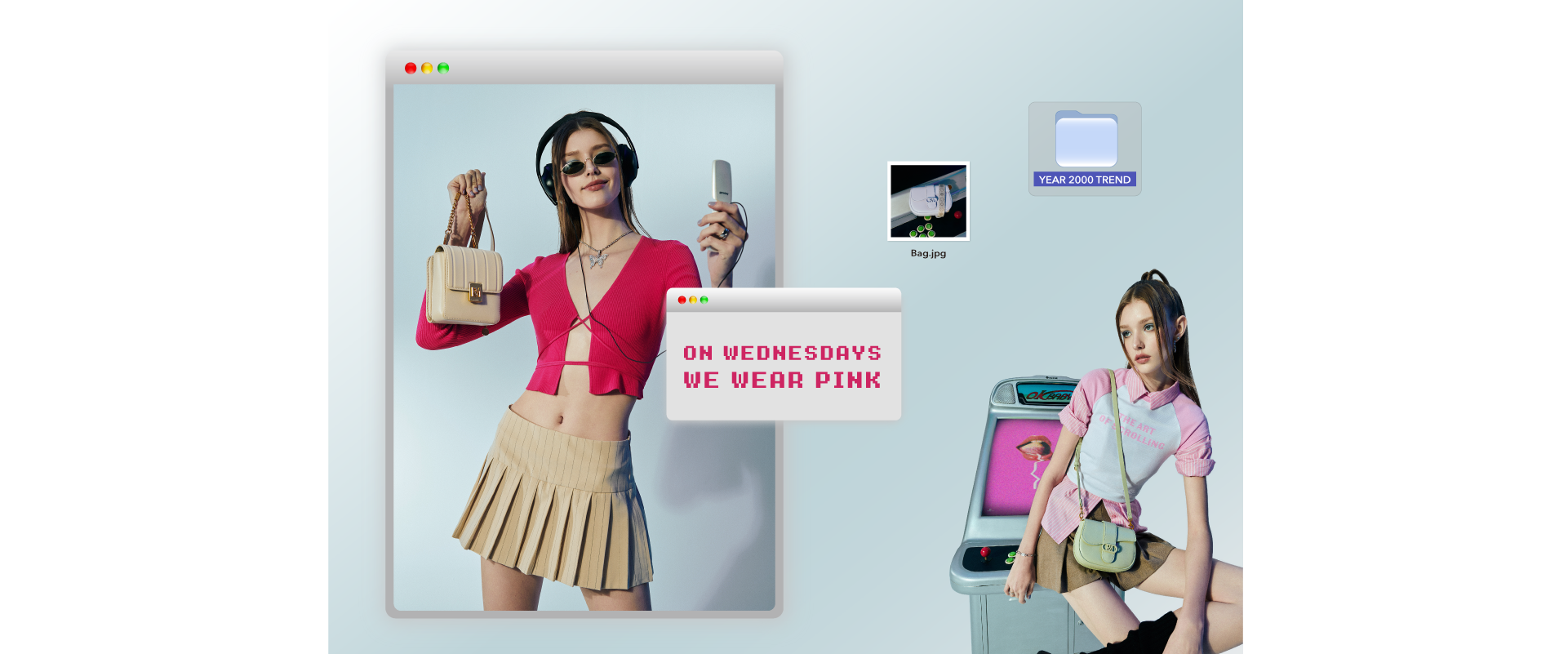 向「 辣妹過招」(Mean Girl, 2004)，致敬的粉色造型