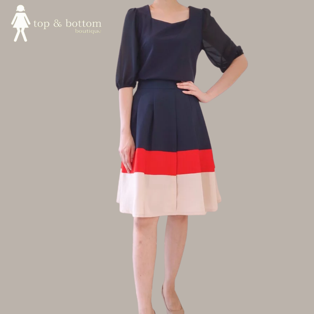 COLOUR BLOCK MIDI SKIRT