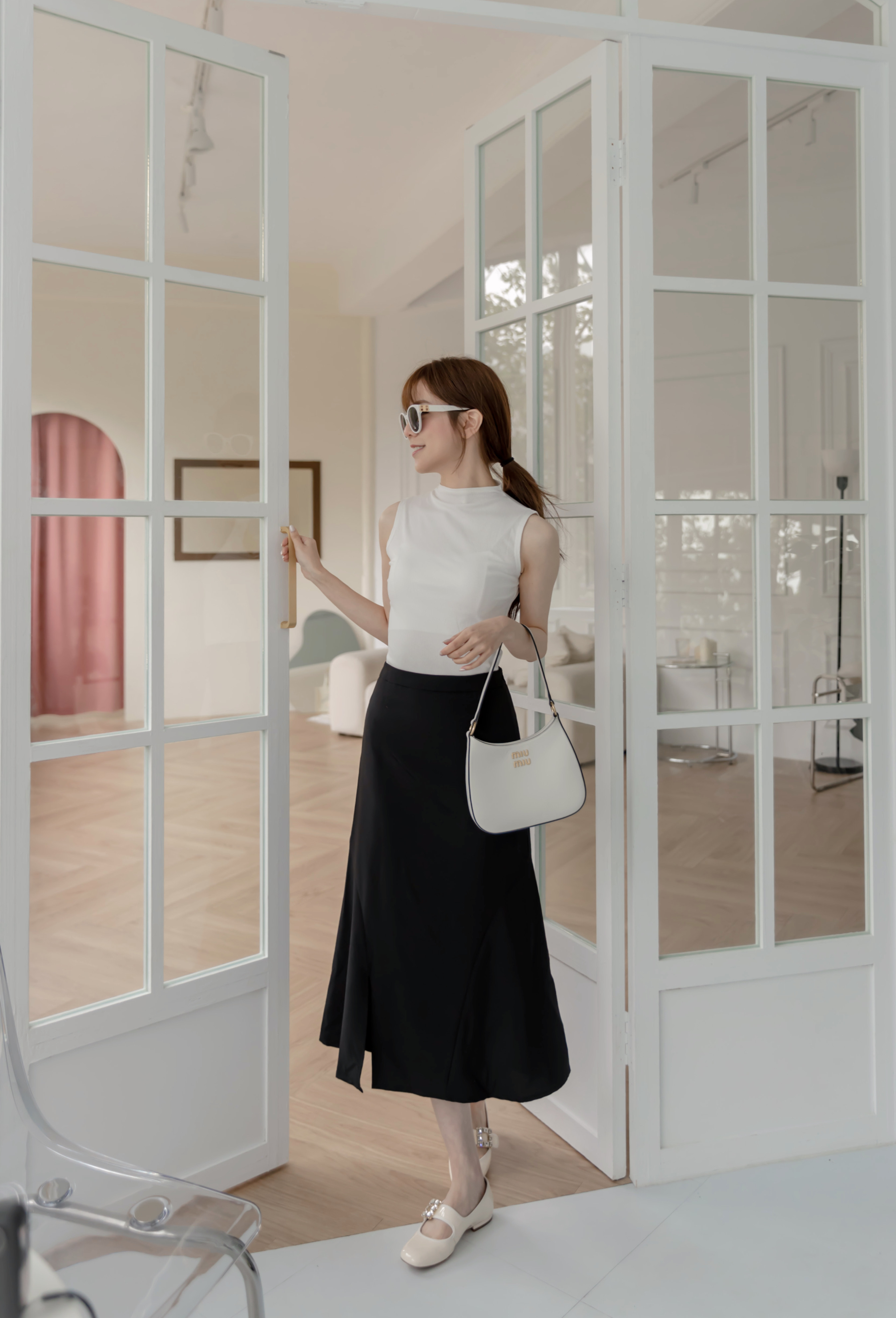 雪紡魚尾開衩長裙（兩色）