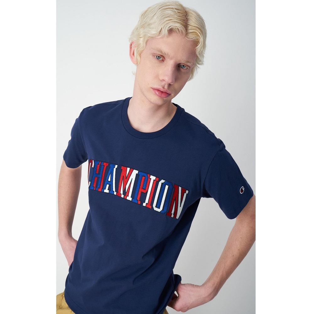 男款-ROCHESTER 美式休閒刺繡短袖TEE-藍色（218512-BS561）