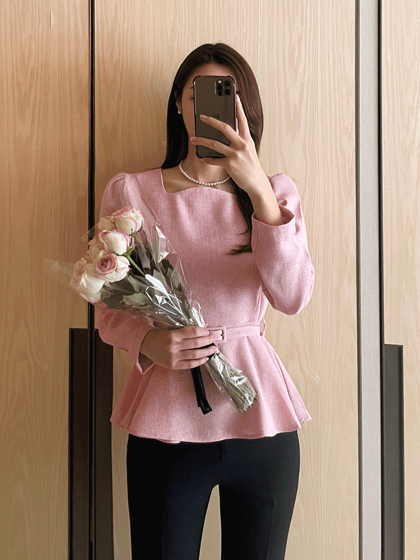 [現貨] 優雅風格腰帶傘狀襯衫 [ 2色 / Free ]