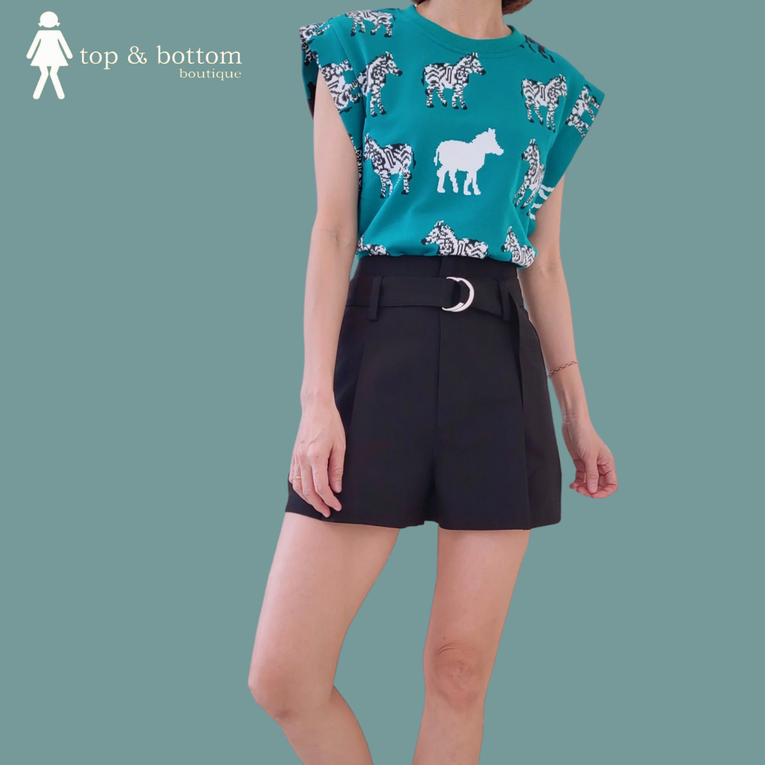 BELTED FRONT PLEAT SHORTS