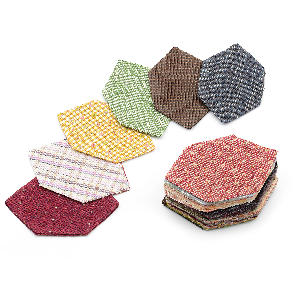 Yarn-Dyed Fabric Long, slender hexagonal pieces (100 pieces)