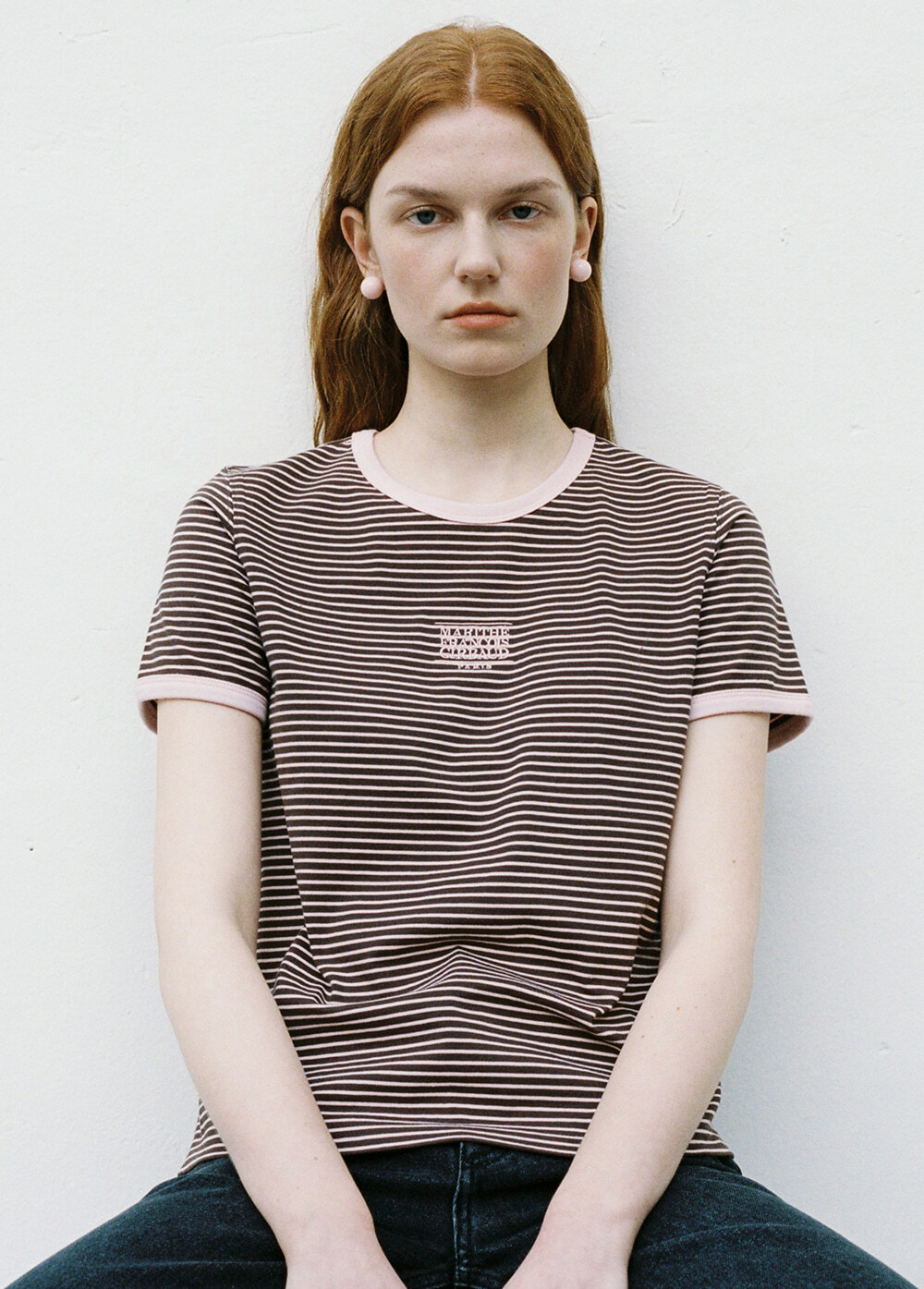 MARITHE FRANCOIS GIRBAUD AEROCOOL CRACK CLASSIC LOGO RINGER TEE white