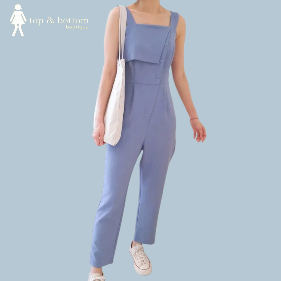 STRAP BUTTON LONG JUMPSUIT