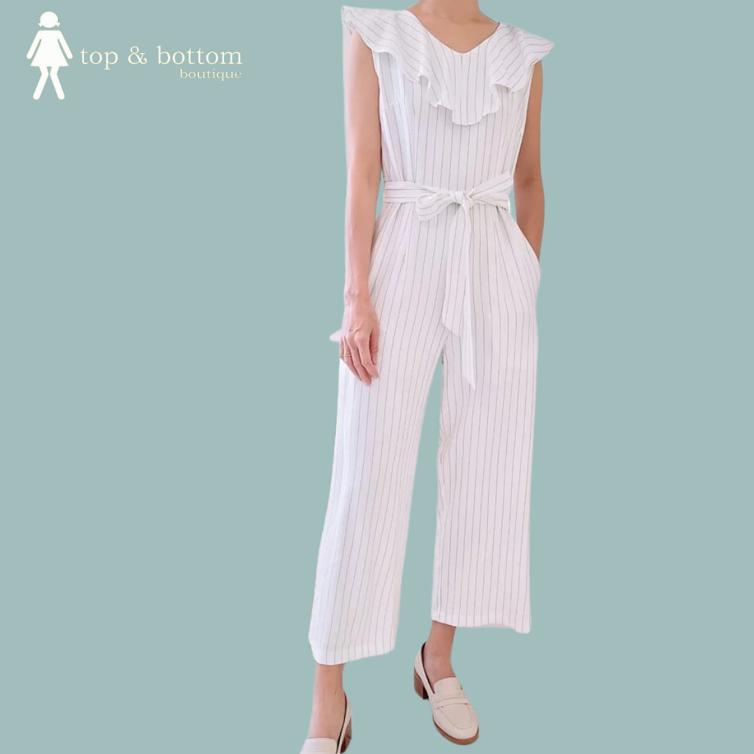 STRIPES RUFFLED LONG JUMPSUIT