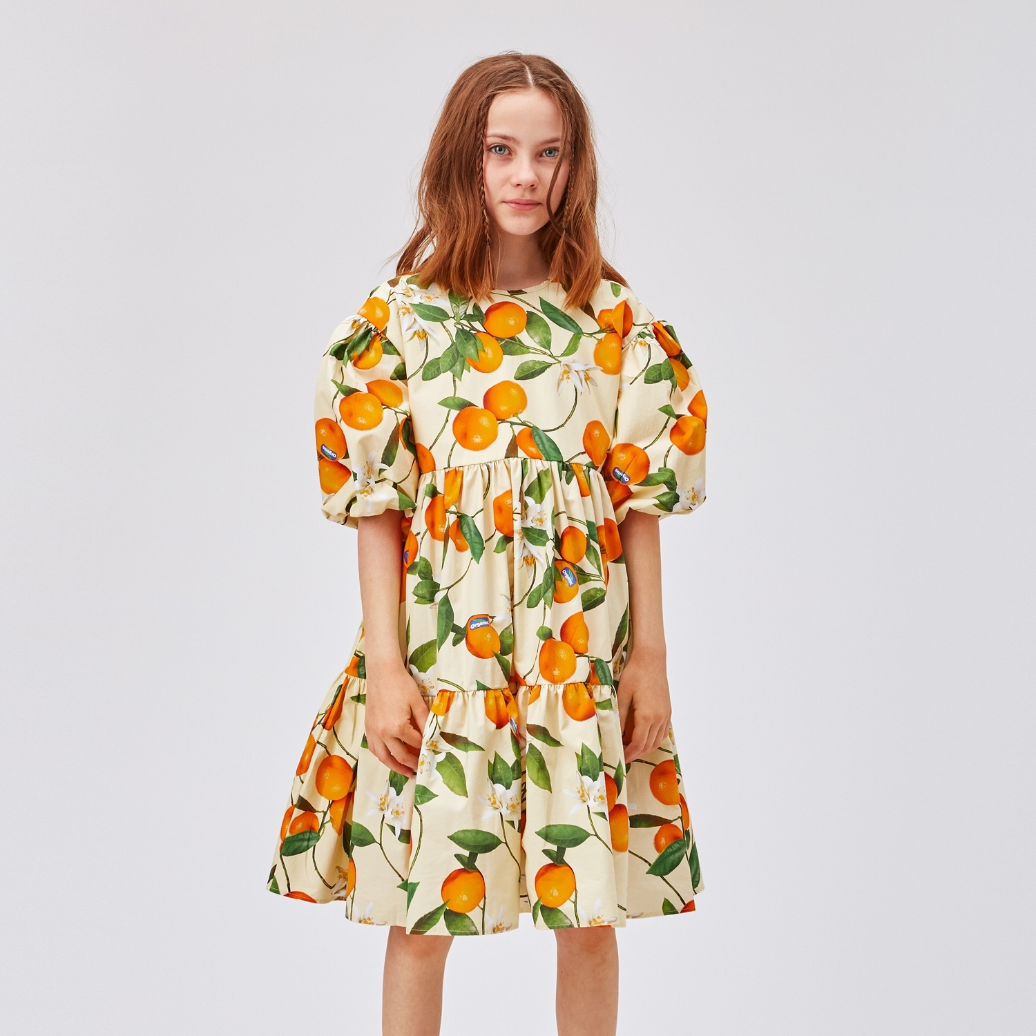 〖 Molo 〗蜜柑橘澎袖洋裝