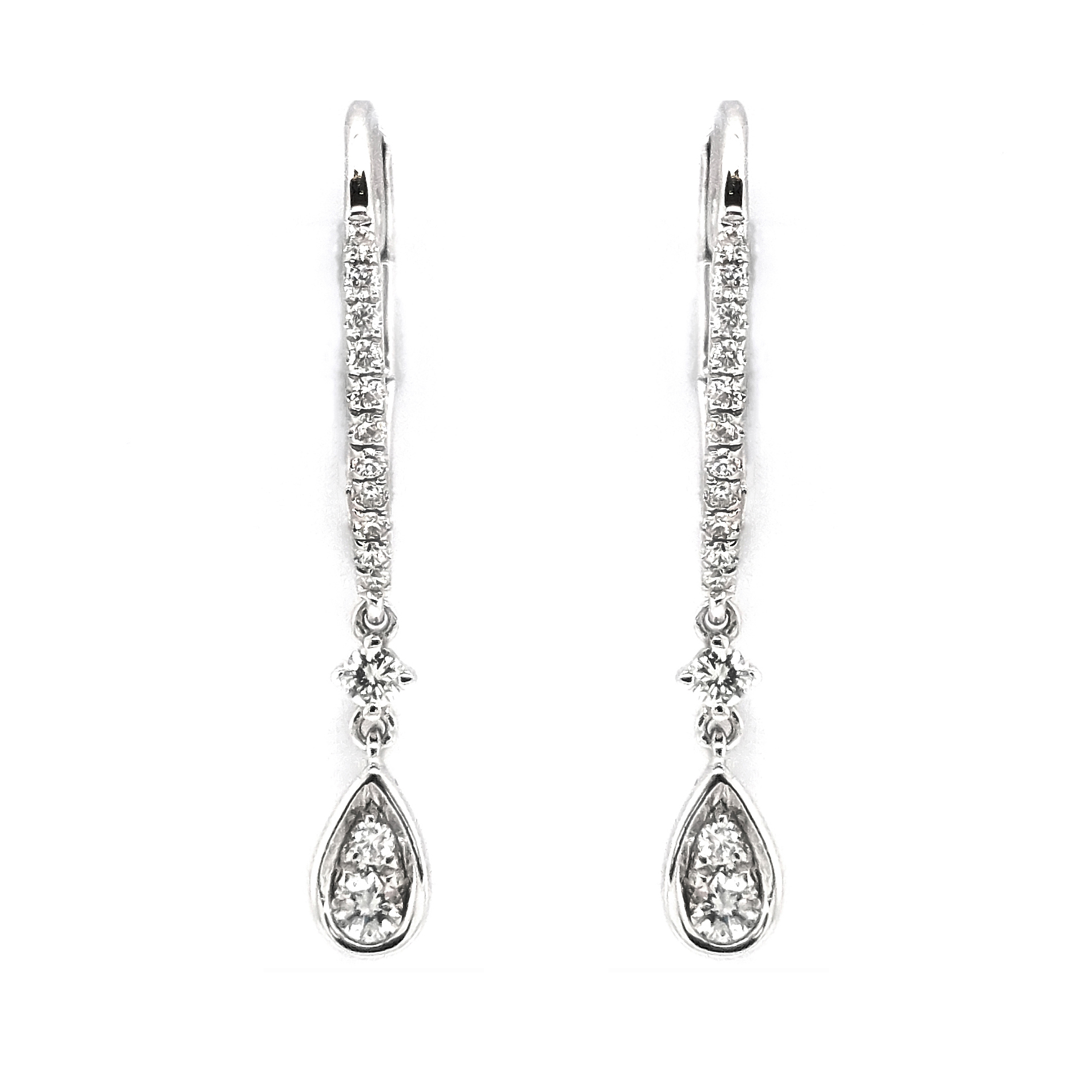 18K白金天然鑽石耳環