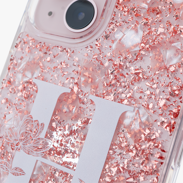 大字陪襯 玫瑰金貝拉殼 - (訂製名字) iPhone客製化手機殼