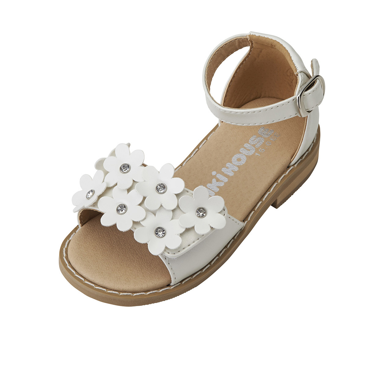 立體白色花朵涼鞋