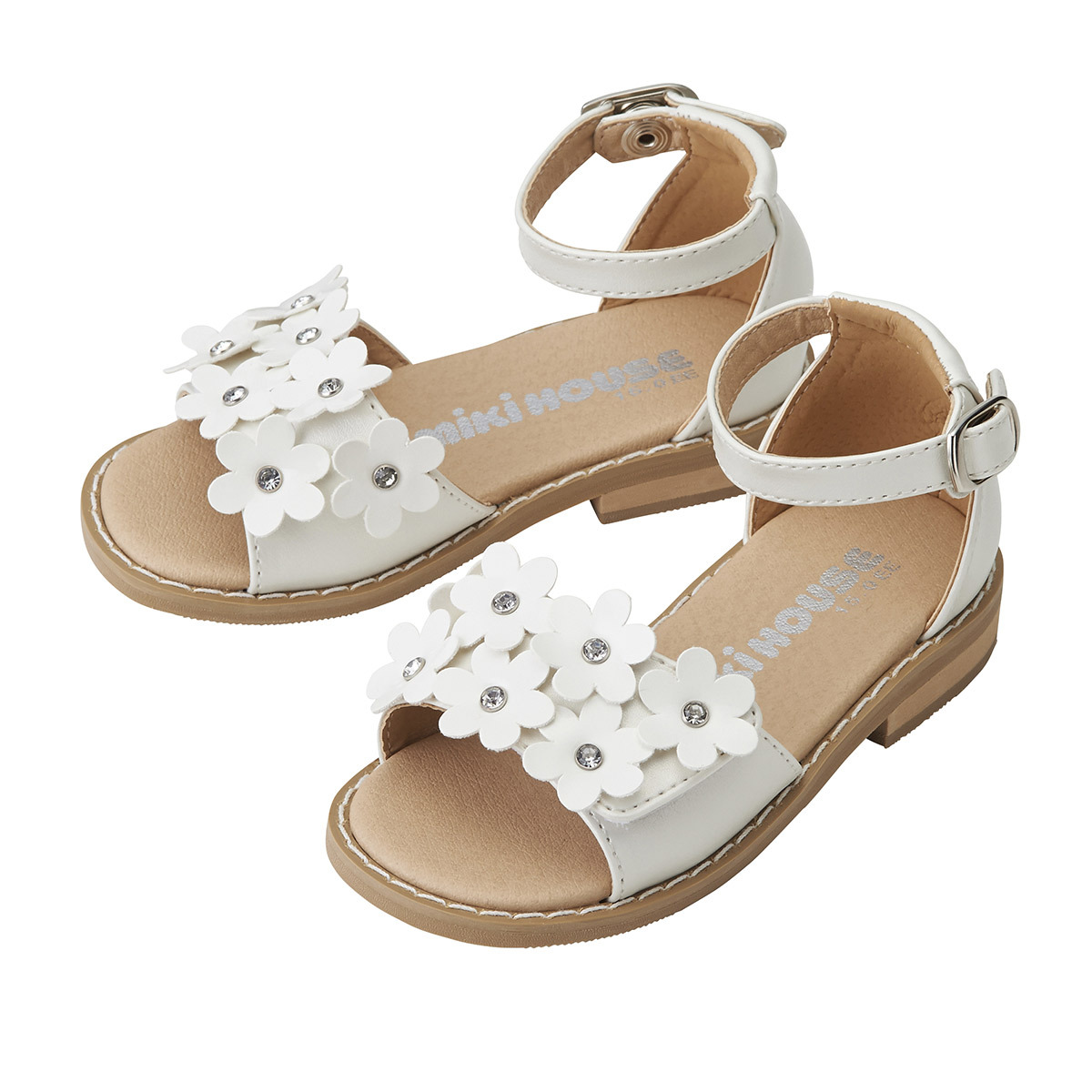 立體白色花朵涼鞋