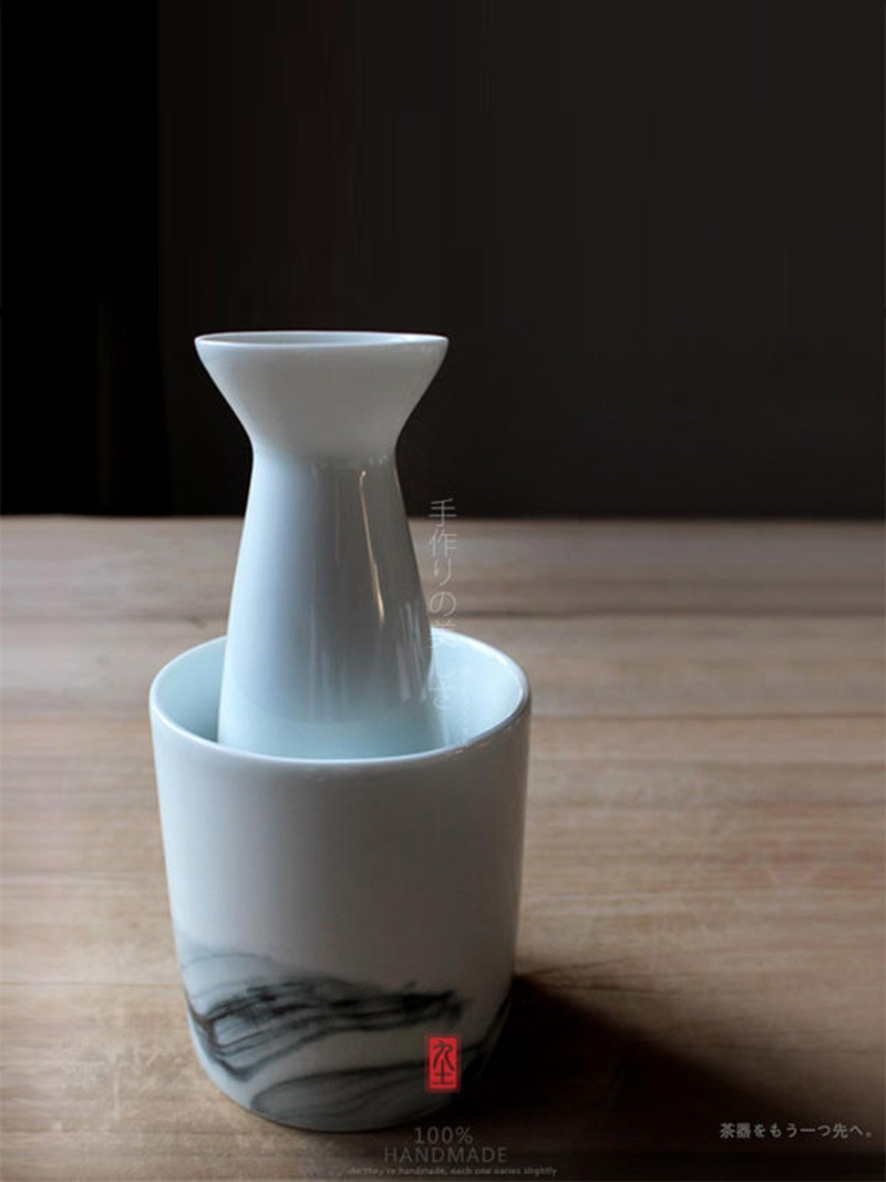 九土青釉潑墨日式清酒套裝溫酒器組合_TZR0054