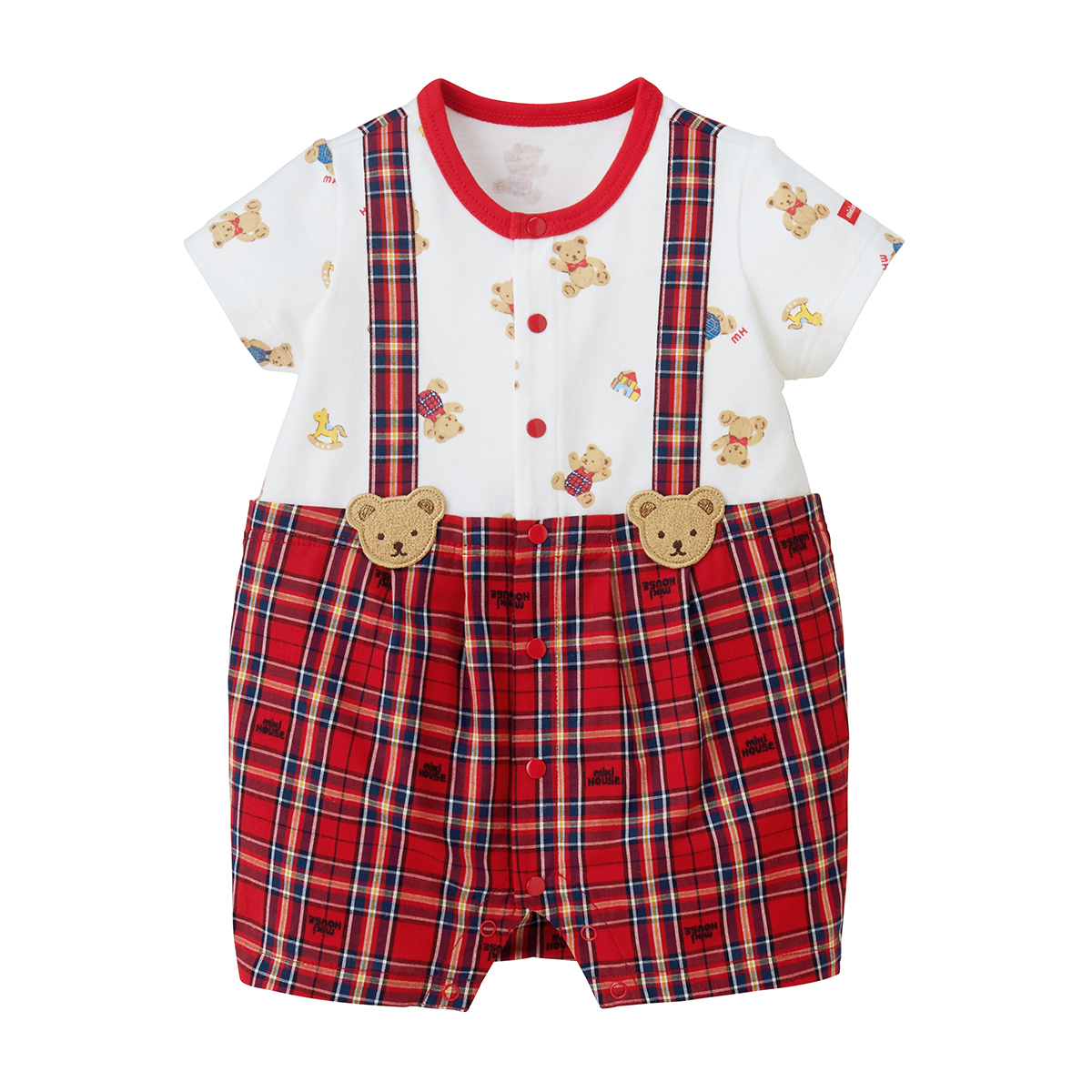 小熊格子連體服