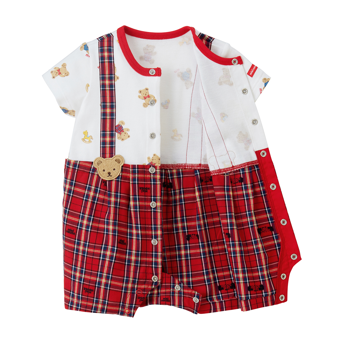 小熊格子連體服