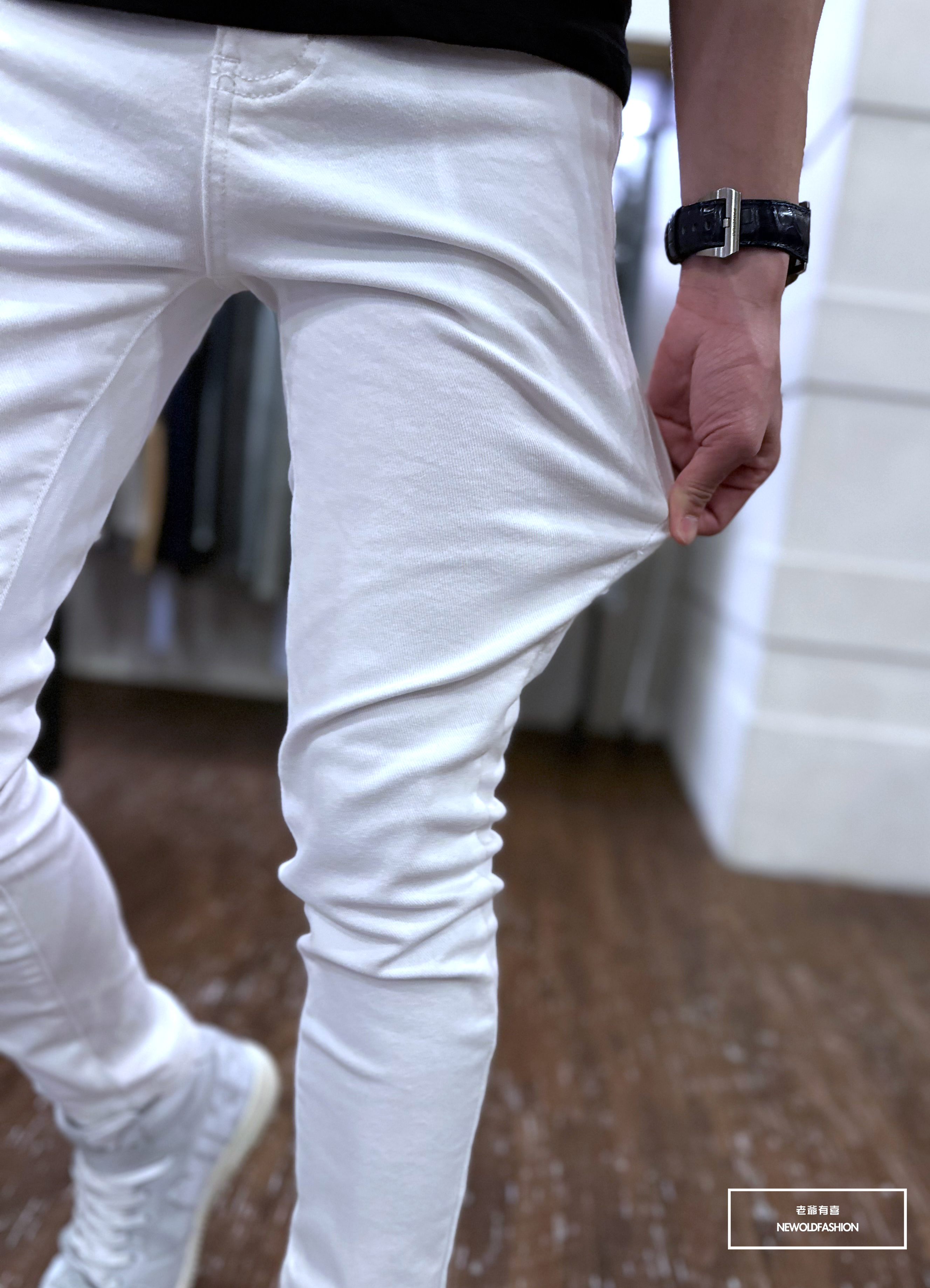 『新品上市』重磅純色全素小直筒牛仔褲(NOF23038601)-白