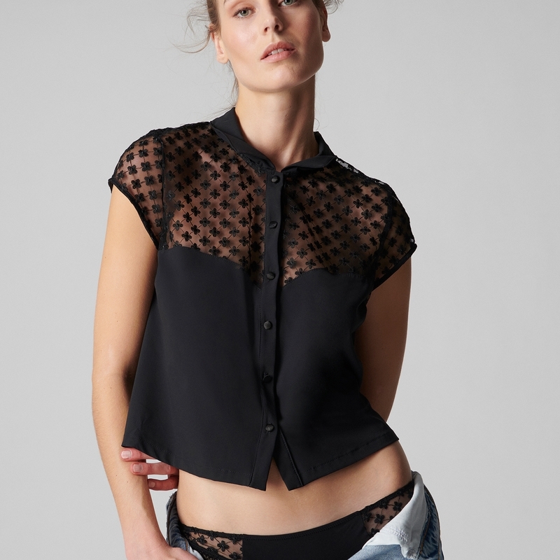 HORTENSE 奧頓絲 短袖襯衫 經典黑