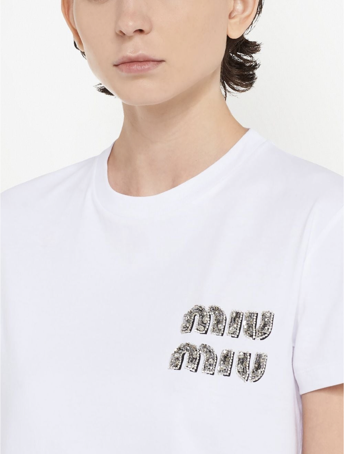 Miu Miu embellished cotton T-shirt