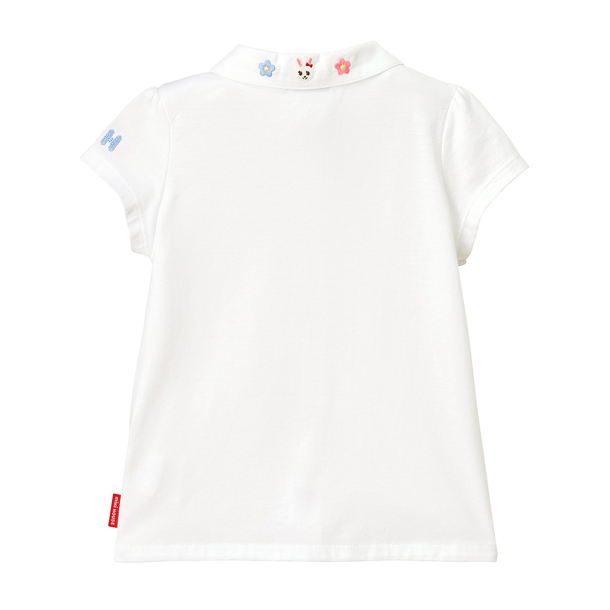 兔花刺綉白色短袖T卹