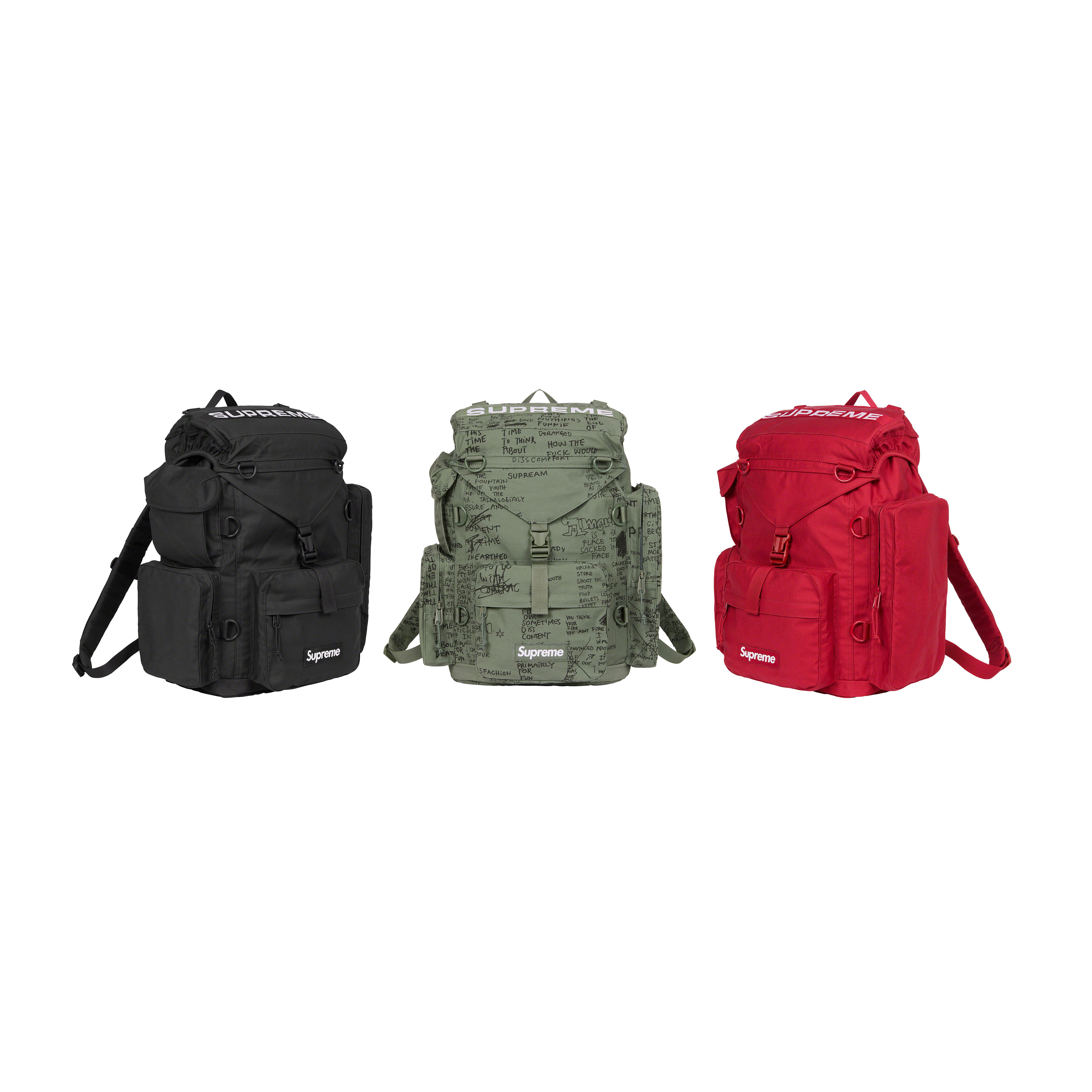 SUPREME FIELD BACKPACK SS23 後背包黑/墨綠/紅-SS23B12