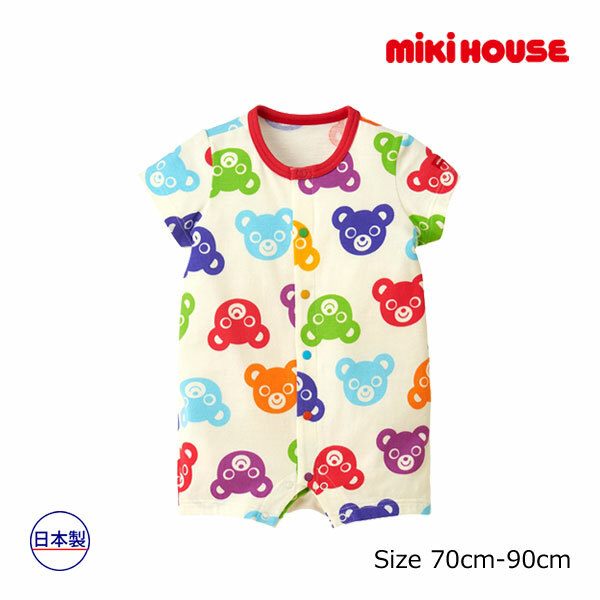 彩色小熊頭像短袖連體服