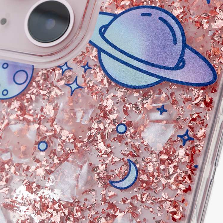 紫色星球 玫瑰金貝拉殼 - (訂製名字) iPhone客製化手機殼