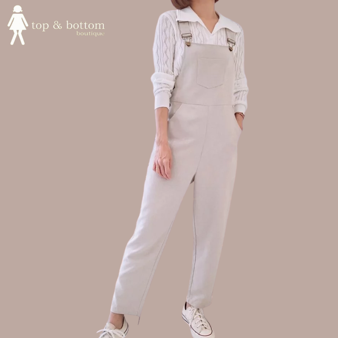 SOLID SUSPENDER LONG JUMPSUIT