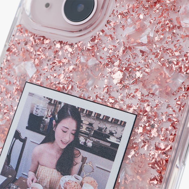 照片載具  玫瑰金貝拉殼 - (訂製名字) iPhone客製化手機殼