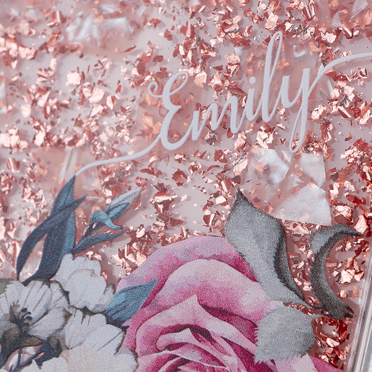 淡粉玫瑰 玫瑰金貝拉殼 - (訂製名字) iPhone客製化手機殼