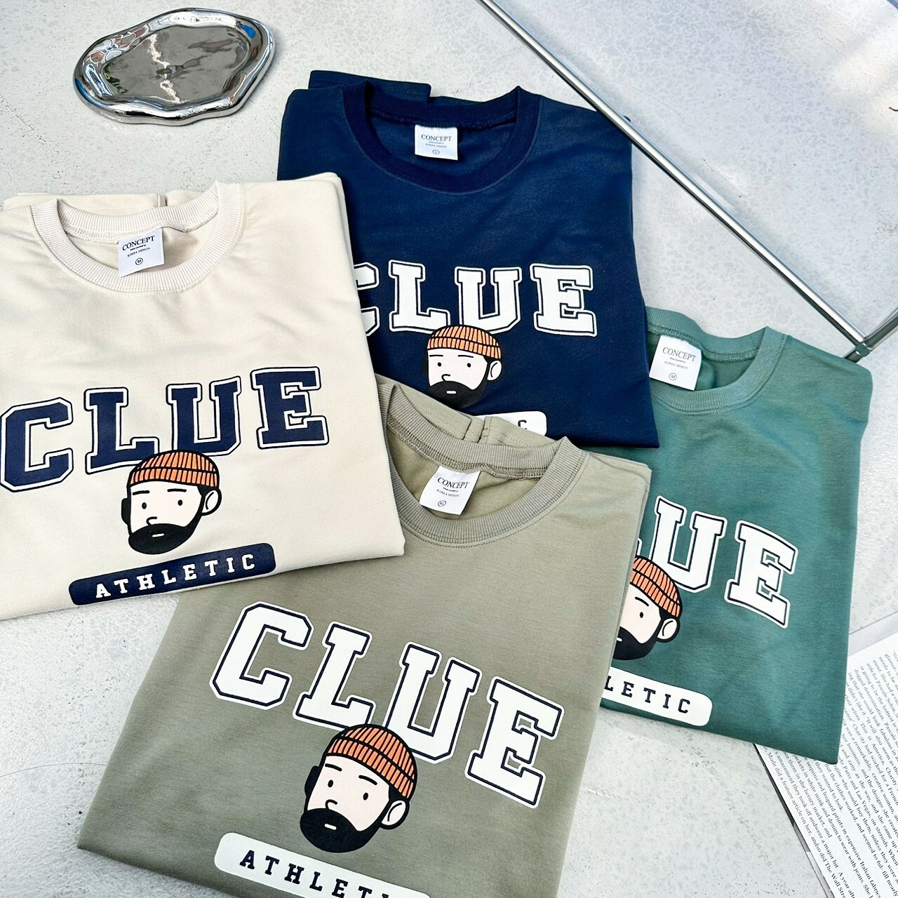 韓版  純棉 鬍子哥 CLUE 大叔字母 短T ( 80237 )