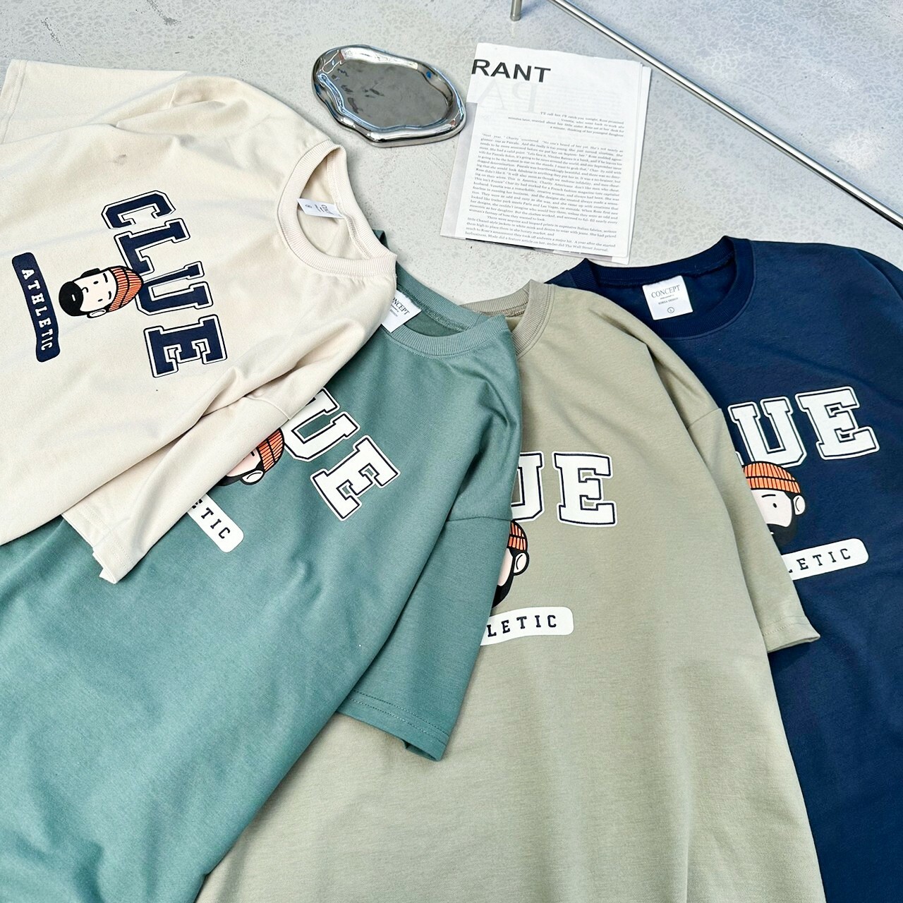 韓版  純棉 鬍子哥 CLUE 大叔字母 短T ( 80237 )