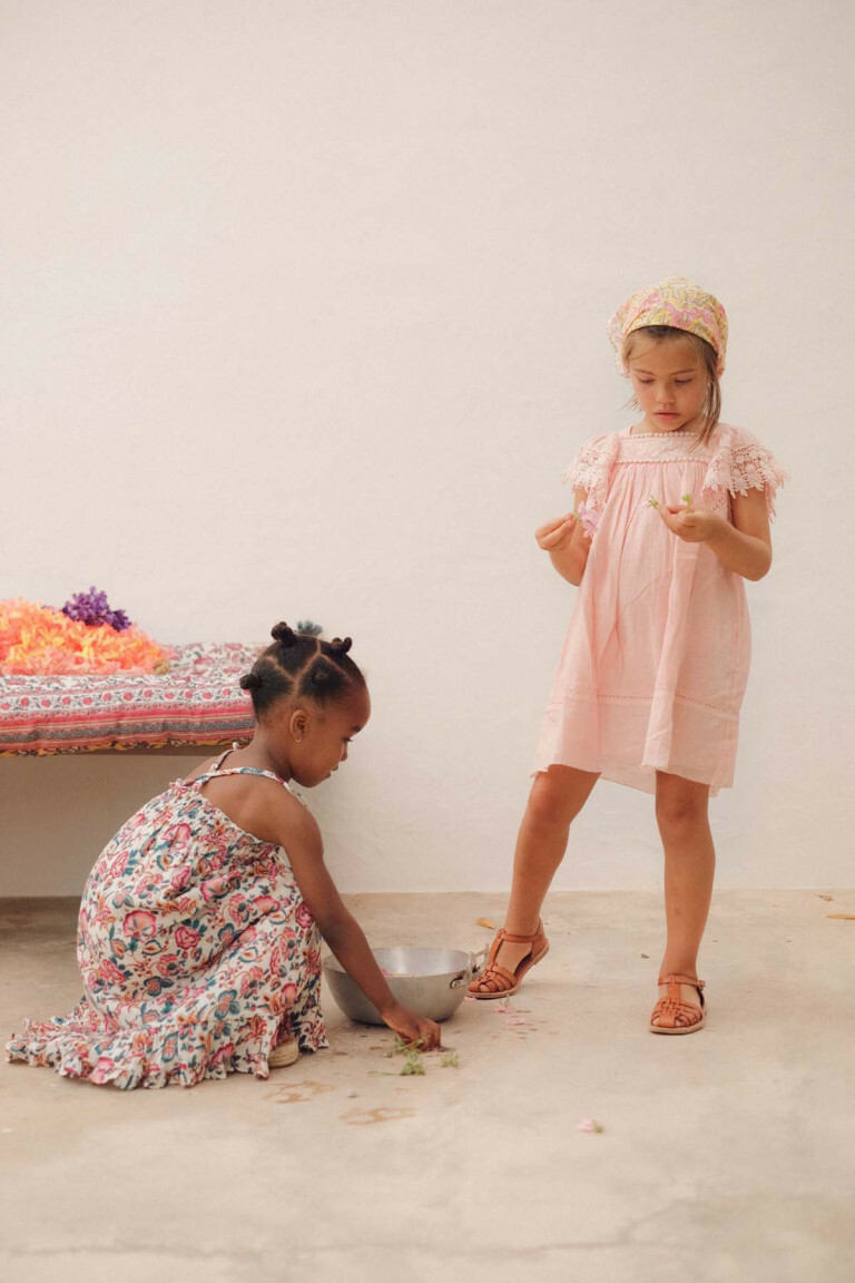 Louise Misha-Marceline Dress流蘇綁帶洋裝(Cream Indian Flowers)