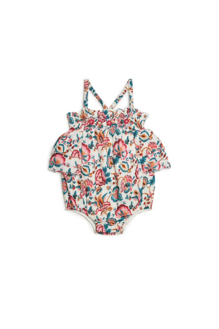 Louise Misha-Rompers Emaline寶寶細肩帶包屁洋裝(Cream Indian Flowers)