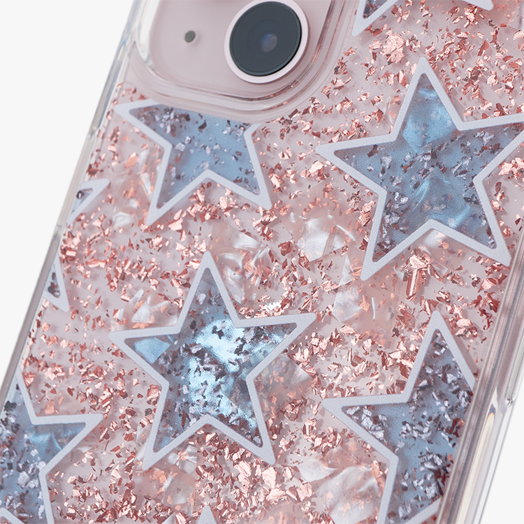 藍色星星 玫瑰金貝拉殼 - (訂製名字) iPhone客製化手機殼