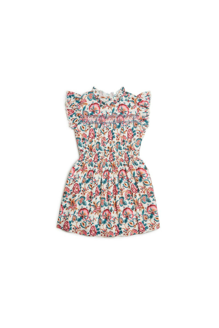 Louise Misha -Suzette Dres無袖鬆緊洋裝(Cream Indian Flowers)